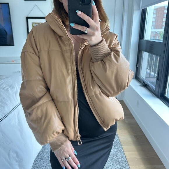 Amazon Long Sleeve Full Zip Puffer Jacket Tan Size XS / Small - Picture 2 of 7